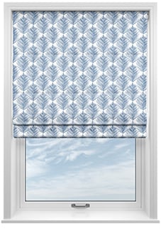 Gentle Palm, Navy - Motorised Roman Blind